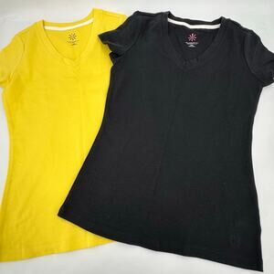 2 Isaac Mizrahi Live! V-Neck T-shirts Knit Top Womens XXS Short Sleeve Cotton